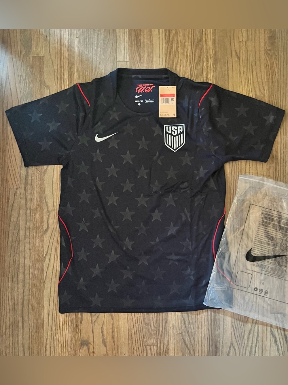 Nike Men’s Large Black/Dark Navy USA Star Print Away Jersey 2026 Stitched NWT